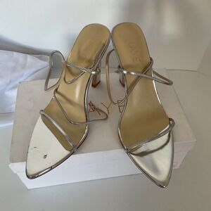 REVOLVE Ray Moxxi Heels Silver Metallic Size 6.5 WZ2459 Strappy Wrap Around